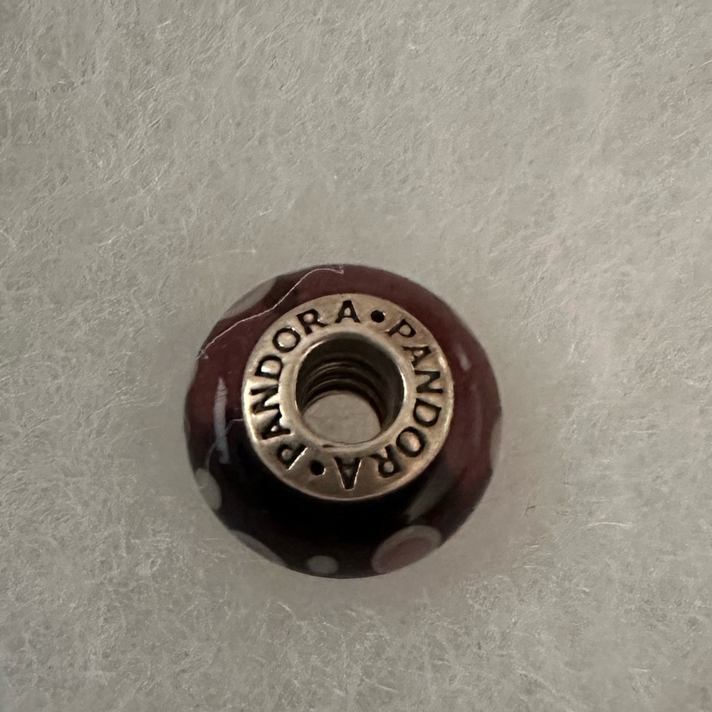 Retired Murano Glass Pandora Purple Bubbles Sterling Silver bead